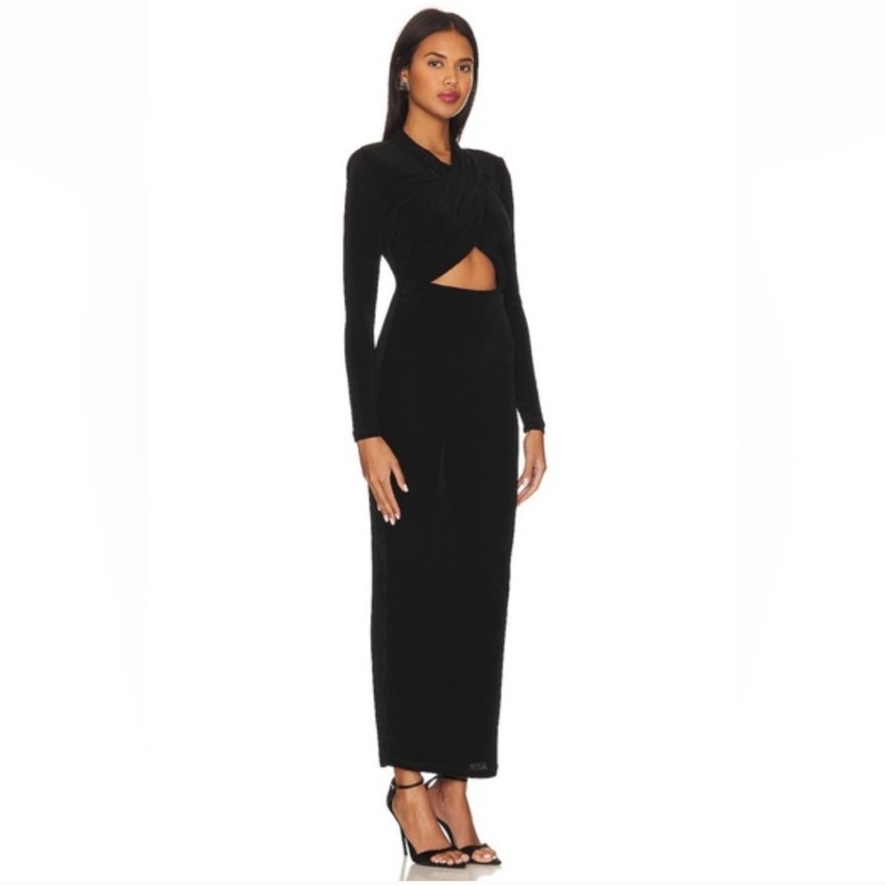 Black cutout long sleeve Bardot Dress